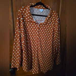 LuLaRoe Orange and White Polka Dot Top